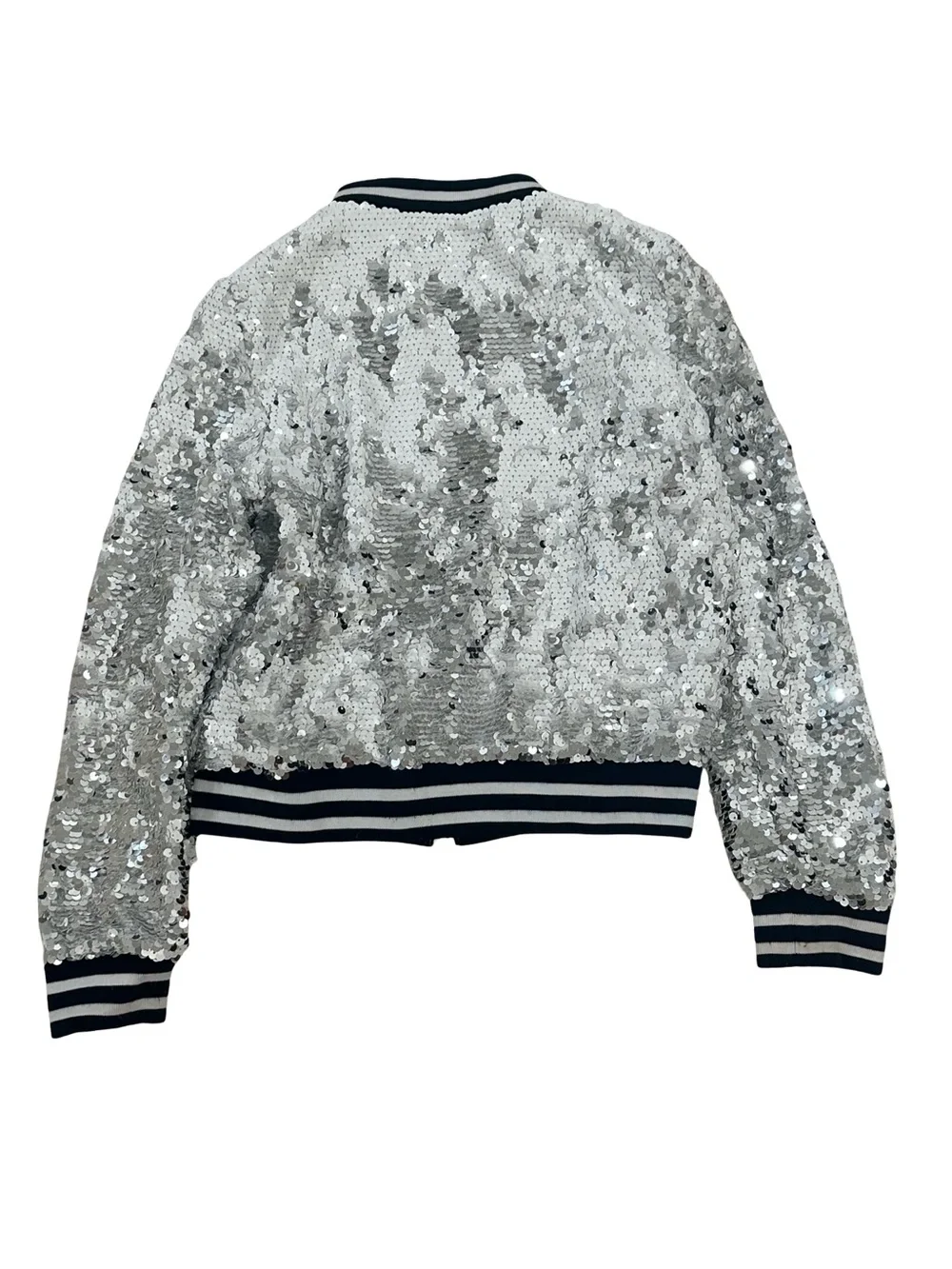 GUC Rockets of Awesome Girls Size 10/12 Sequin Bomber Jacket - Silver